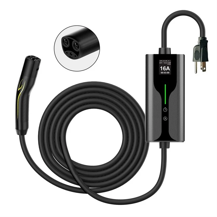 16A Portable Home Charger, NACS Connector Compatible With Model Y/X/3/S/Cybertruck